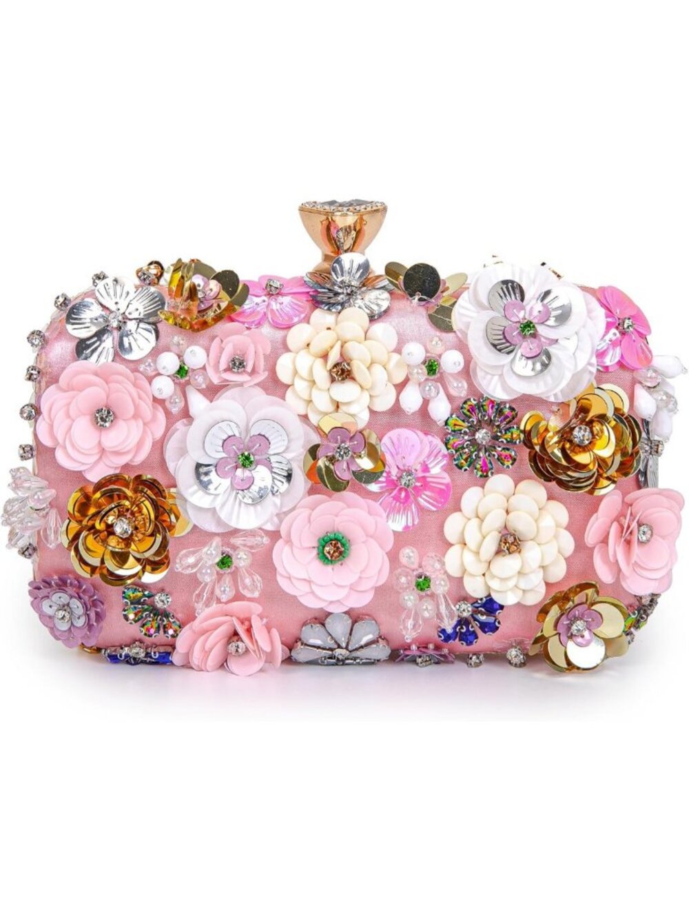 Elegant Floral Evening Clutch with Chain Strap | Wedding & Party Handbag